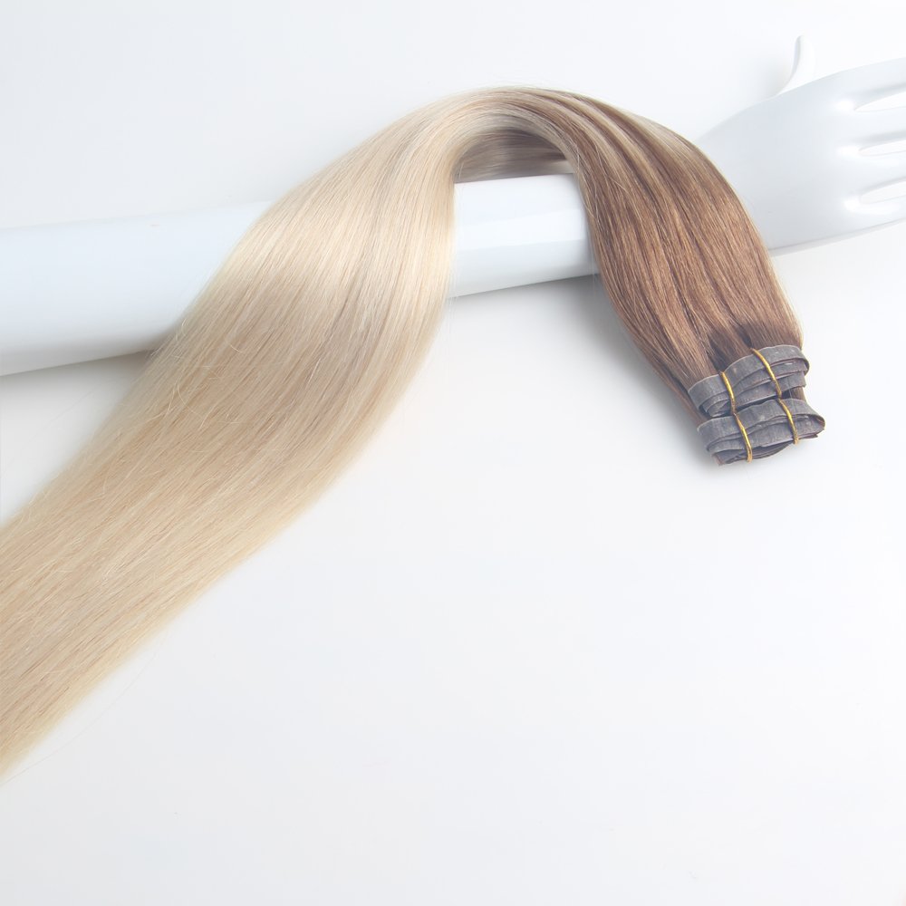 Cheap Balayage Ombre Customized Double Drawn Wholesale Virgin remy Seamless Clip in hair 100 real European human hair Extensions