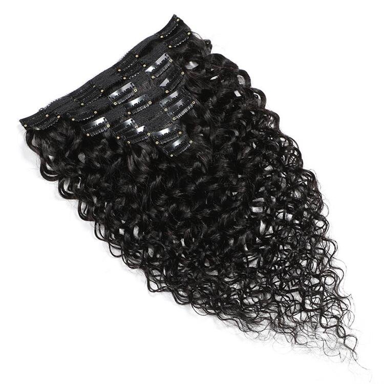 Water Wave Clip in Human Hair Extension Natural Hair Human Clip in Hair