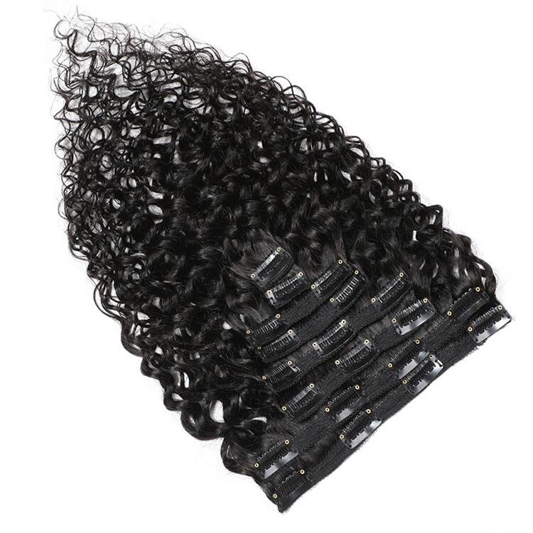 Water Wave Clip in Human Hair Extension Natural Hair Human Clip in Hair