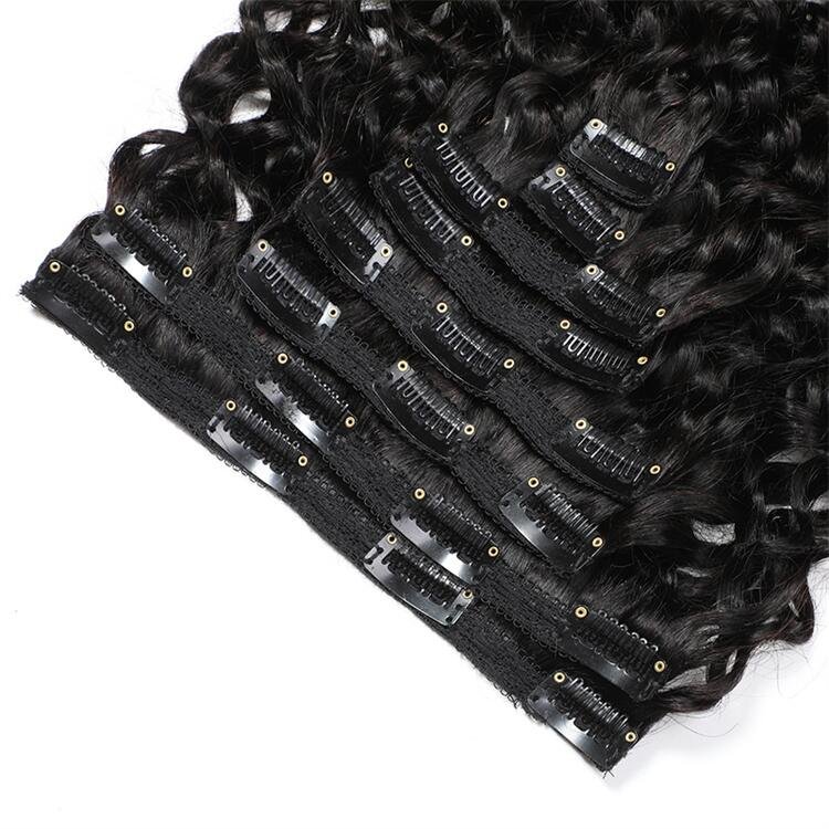 Water Wave Clip in Human Hair Extension Natural Hair Human Clip in Hair
