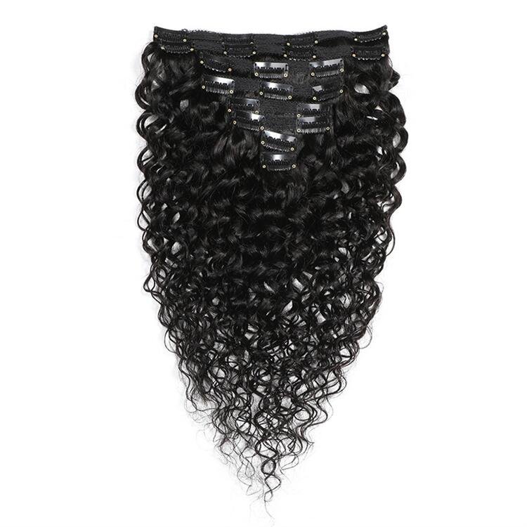 Water Wave Clip in Human Hair Extension Natural Hair Human Clip in Hair