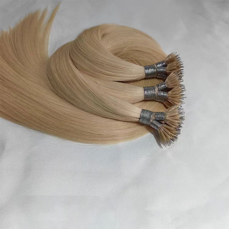 Wholesale 12a Grad Virgin 100 Human Hair Double Drawn injected Nano ring hair extensions Natural Remy tape hair extension