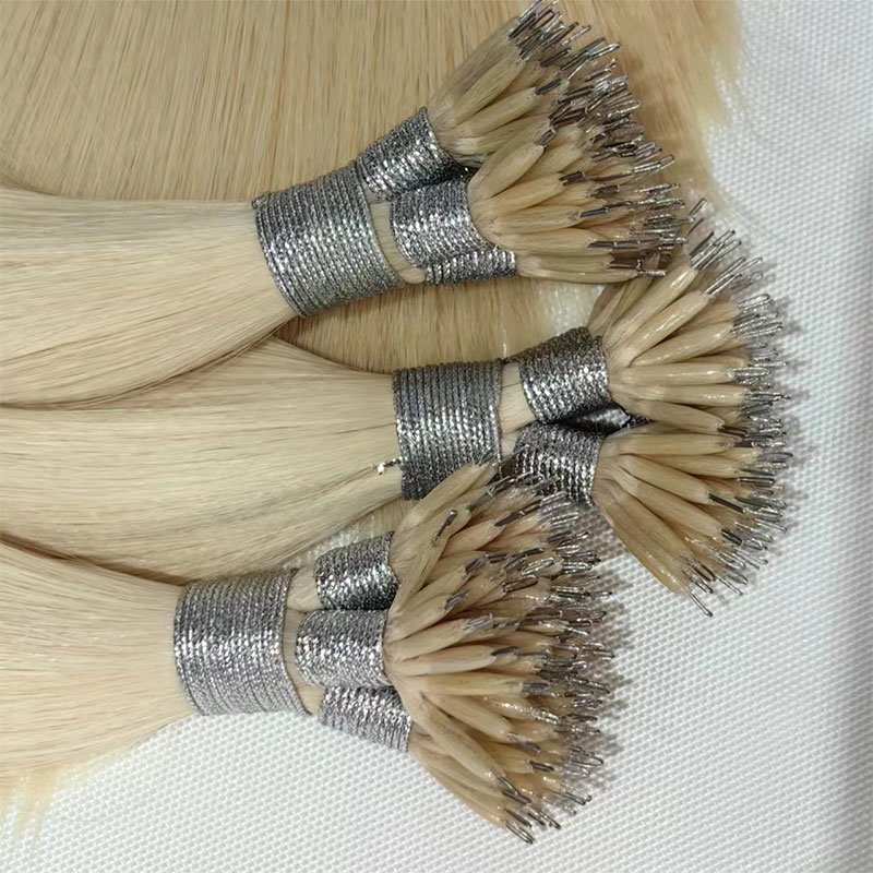 Wholesale 12a Grad Virgin 100 Human Hair Double Drawn injected Nano ring hair extensions Natural Remy tape hair extension