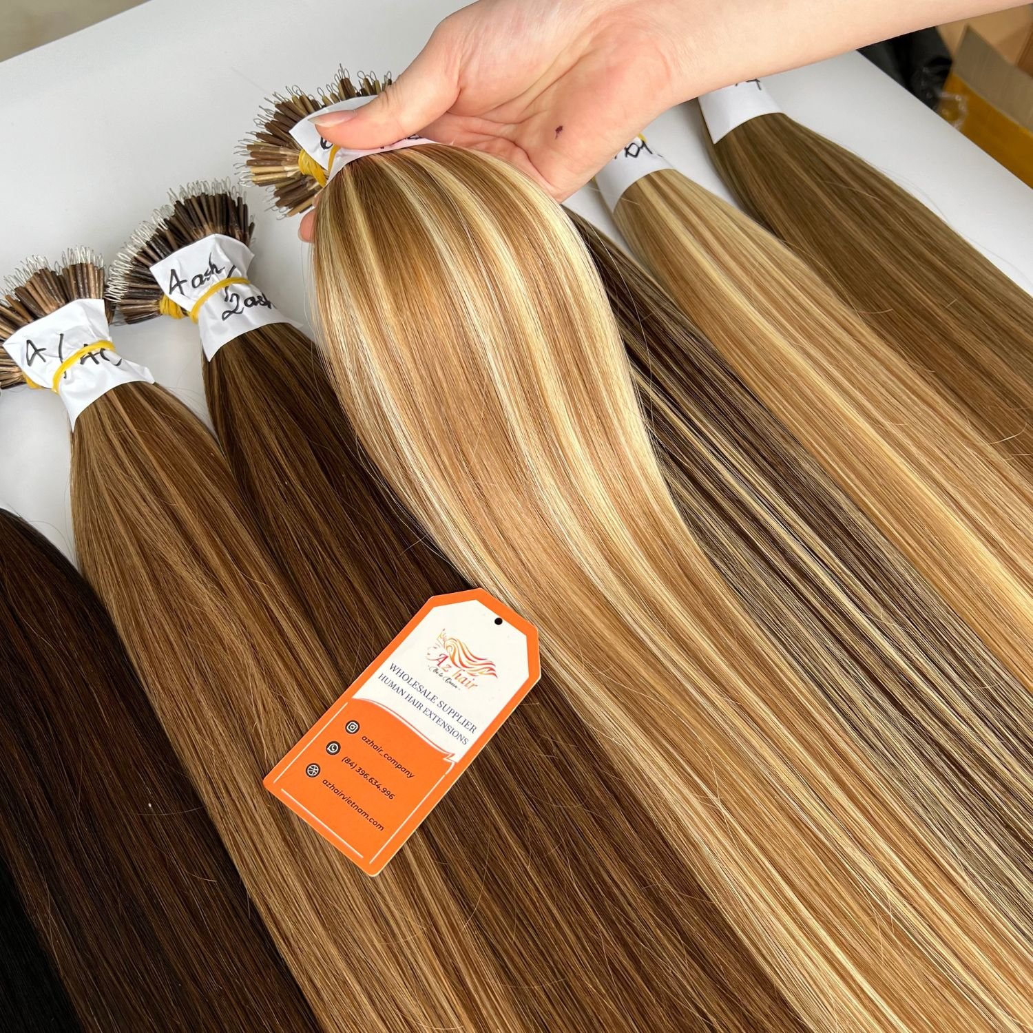 Wholesale Remy European Nano Tip Hair Extensions Customize Color 100% Raw Vietnamese Hair Cuticle Aligned