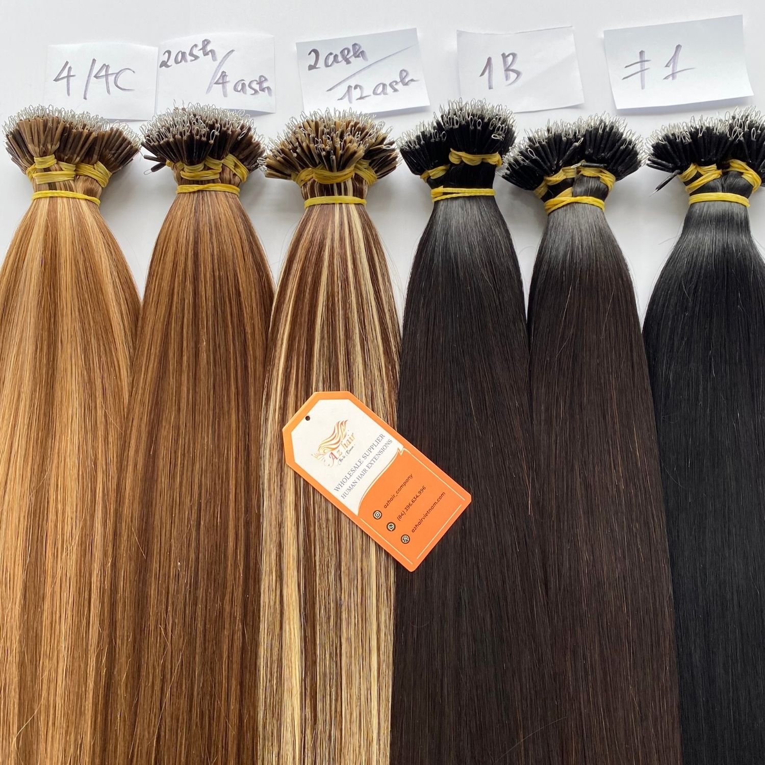 Wholesale Remy European Nano Tip Hair Extensions Customize Color 100% Raw Vietnamese Hair Cuticle Aligned