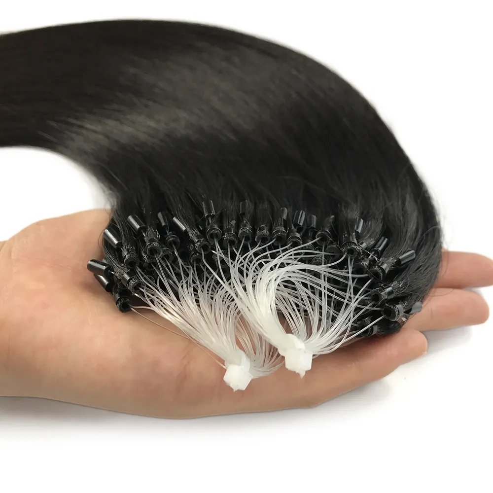Factory Direct Supply Micro Loop Ring Virgin Human Hair Micro Beads Weft Hair Extensions Mink Micro Link Human Hair Extensions