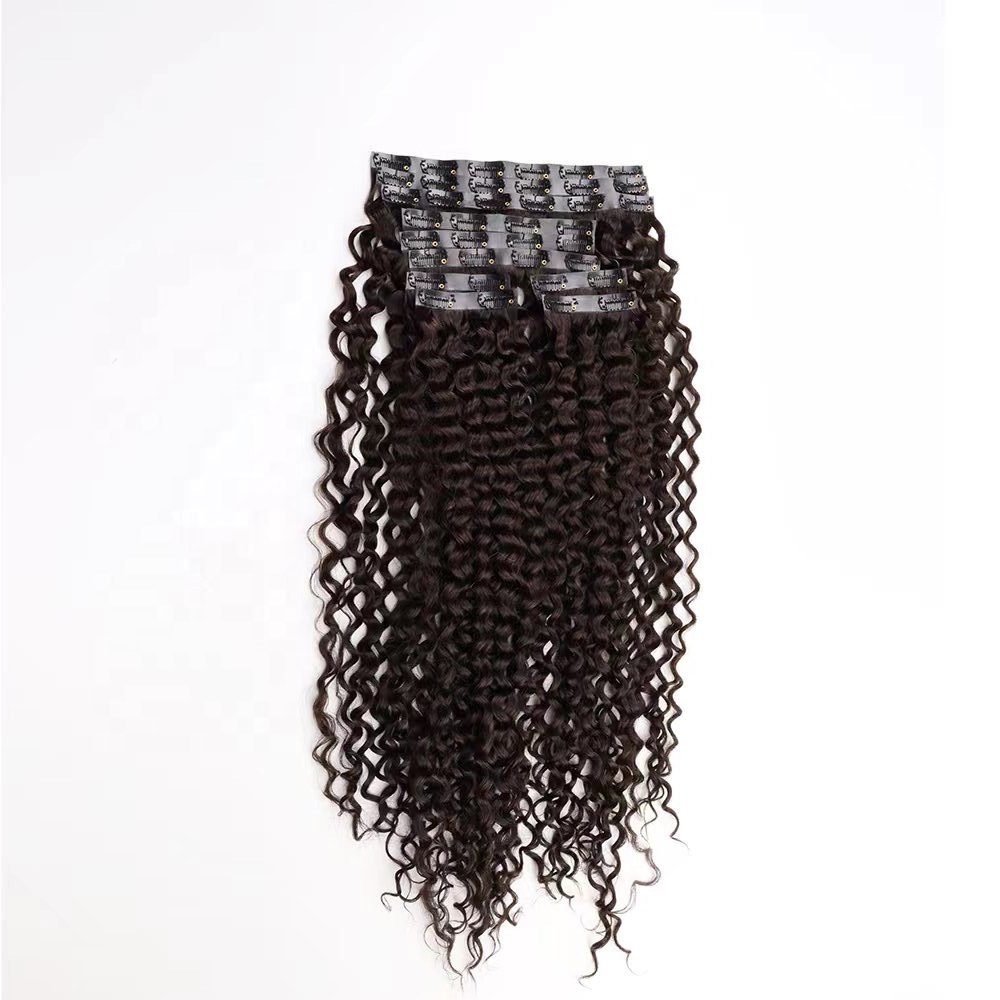 Afro Kinky Curly PU Seamless Clip In Human Hair Extensions 4B 4C Cambodian Remy Hair Invisible PU Natural Black Clip In curly