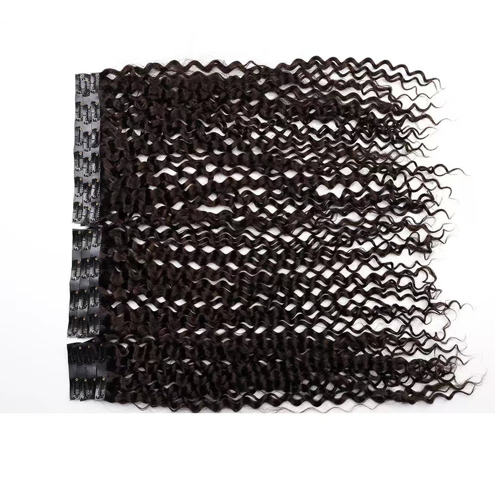 Afro Kinky Curly PU Seamless Clip In Human Hair Extensions 4B 4C Cambodian Remy Hair Invisible PU Natural Black Clip In curly