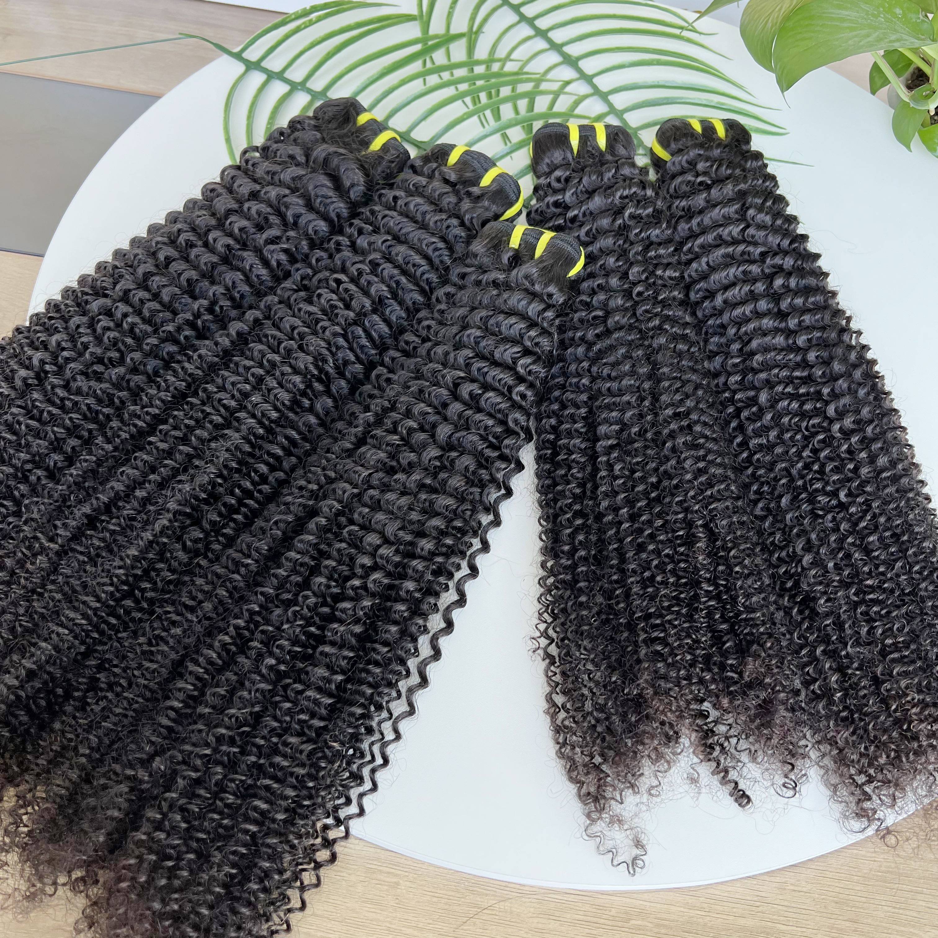 GDY Hair Vendors Wholesale Kinky Curly 100% Human Hair Extensions Unprocessed Raw Indian Hair Kinky Curly Bundles