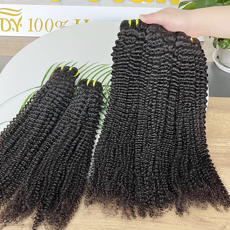 GDY Hair Vendors Wholesale Kinky Curly 100% Human Hair Extensions Unprocessed Raw Indian Hair Kinky Curly Bundles