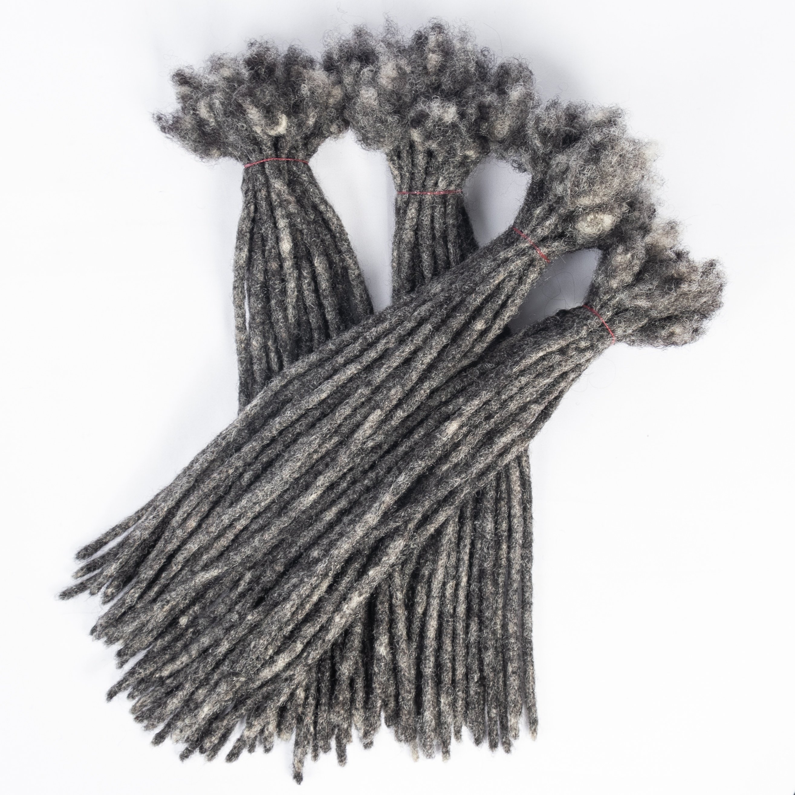 Salt and Pepper Human Hair Dreadlocks Extensions Crochet Human Hair Handmade Locs Extensions 0.6cm 18inch