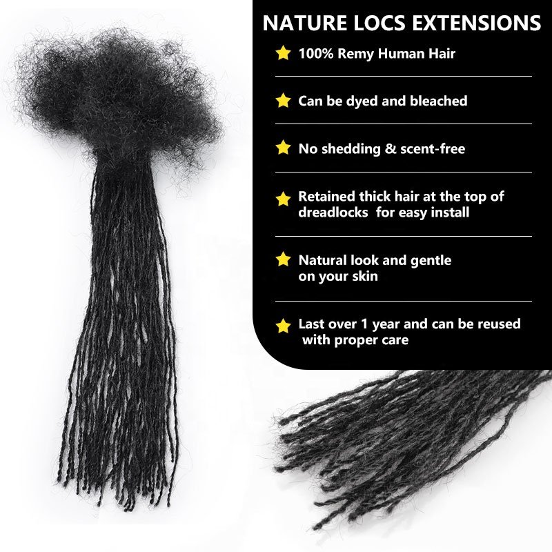 Jiffyhair Soft Human Hair Extension Sister Locs 0.1cm Afro Kinky Dreadlocks For Woman Micro Locs
