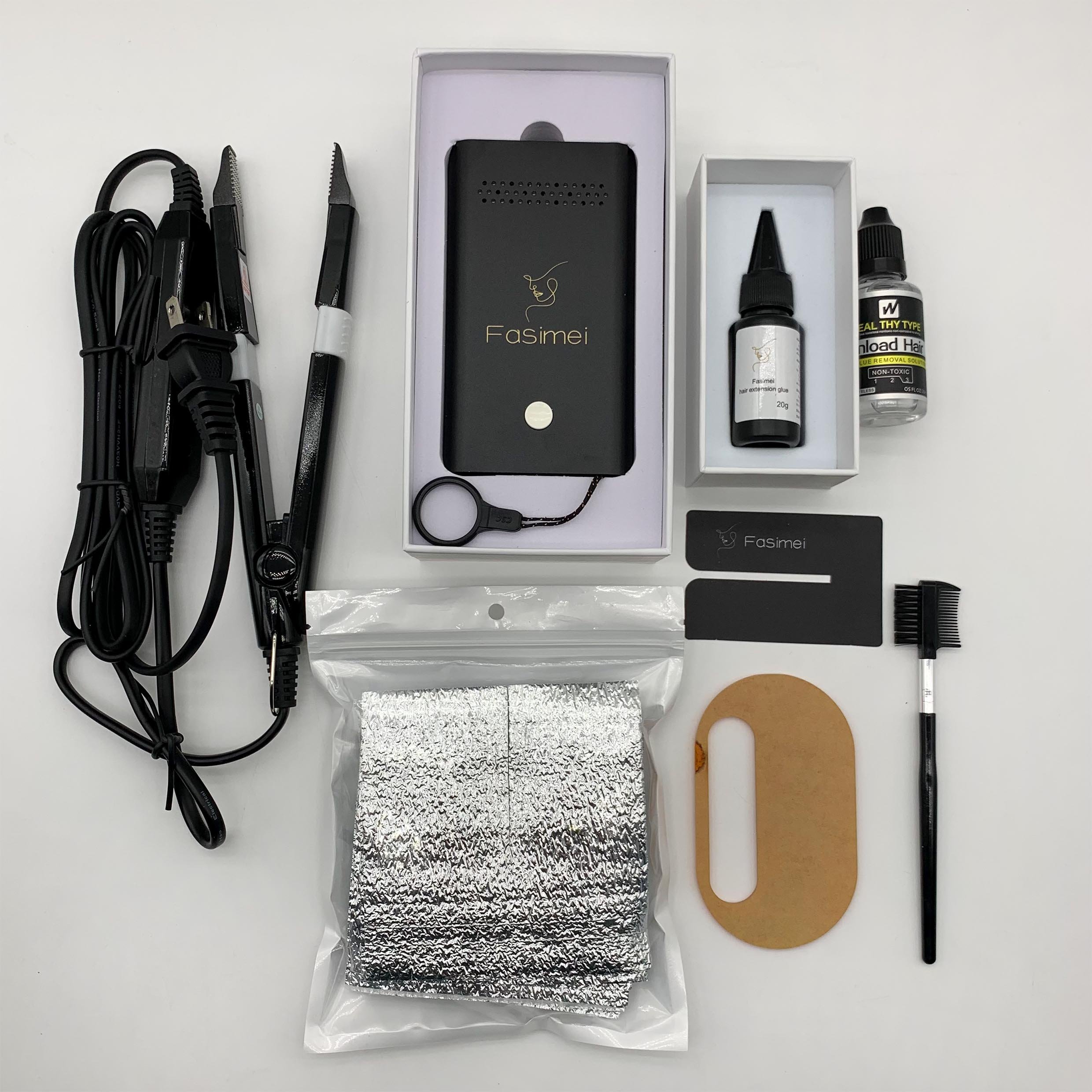 Fasimei 2024 Hot Selling V Light Hair Extension Machine Set with UV Lamp Grade Remy UV Human Hair Extensions