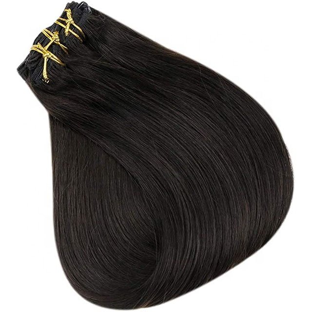 High Quality Thin Straight Flat Hair Weft Extensions natural color Remi Double Wefted Machine Human Hair Extensions