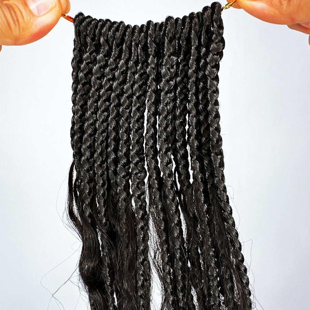 Crochet Boho Box Braids With Human Hair Curls Pre-looped 14 18 24 30 inch