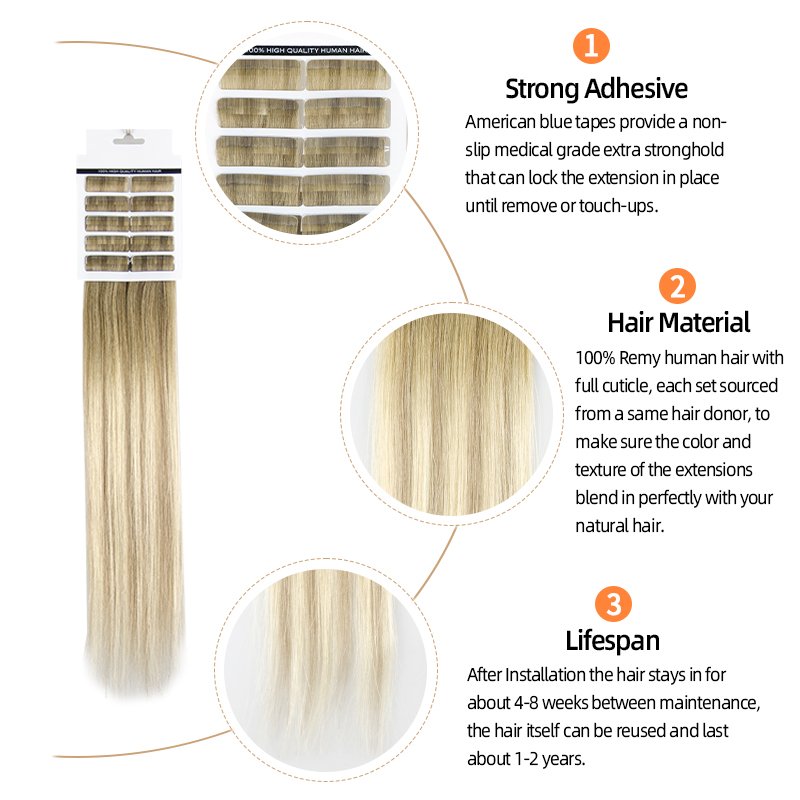 hot selling products 2024 Salon Tape In Hair Extensions Cuticle Virgin Remy Human Hair invisible tape in human hair extension