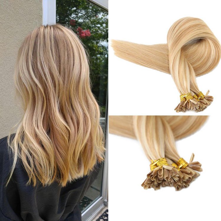 U-tip Nail Tip Pre-bonded Remy Human Hair Extension Hot Piano Color Keratin Human Hair