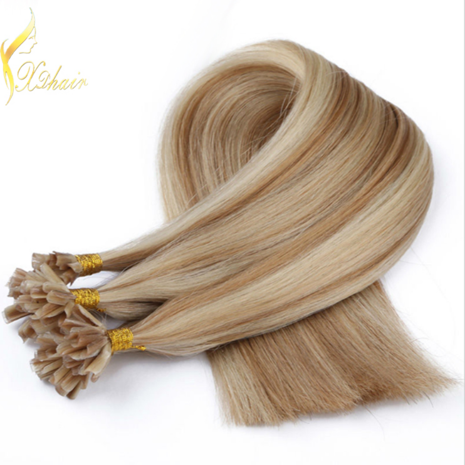 U-tip Nail Tip Pre-bonded Remy Human Hair Extension Hot Piano Color Keratin Human Hair