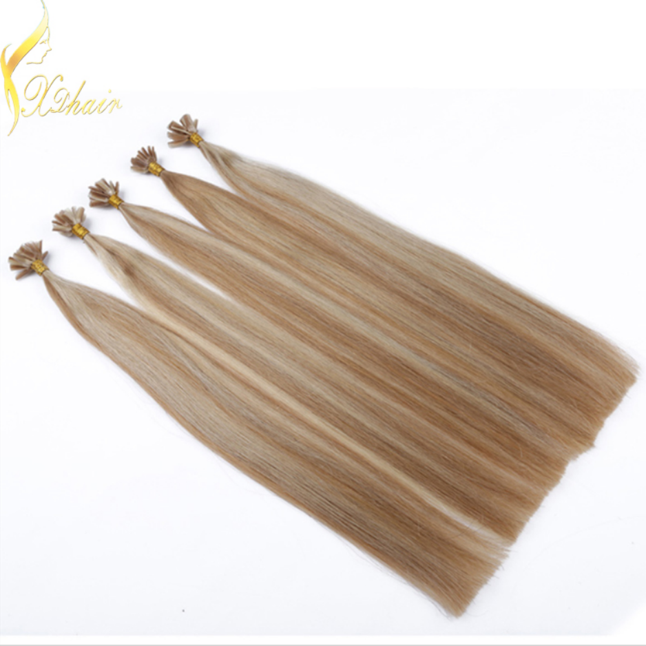 U-tip Nail Tip Pre-bonded Remy Human Hair Extension Hot Piano Color Keratin Human Hair