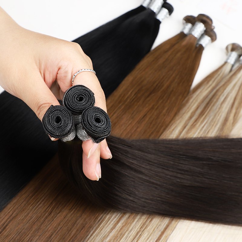 new hand tied weft hair extension 100% remy hair virgin russian blonde seamless pu skin double drawn genius weft hair extensions