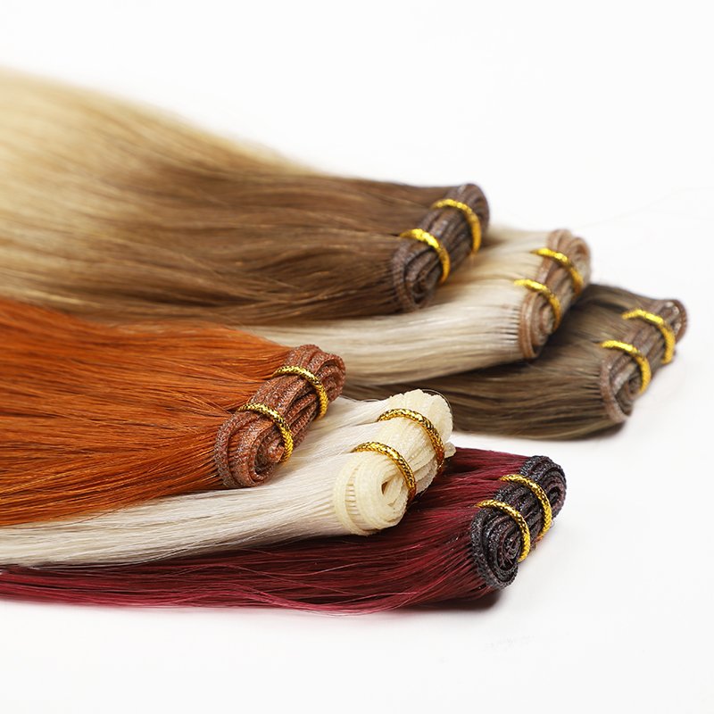 new hand tied weft hair extension 100% remy hair virgin russian blonde seamless pu skin double drawn genius weft hair extensions