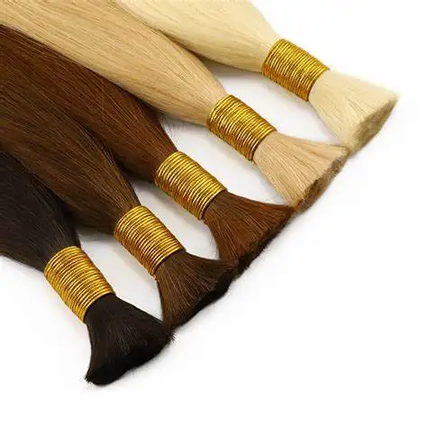 Hair Extensions Indian Hair Bulk Wholesale Single Weft Human Hair Blend for Braiding Pre Stretch Bulk Deep Wave