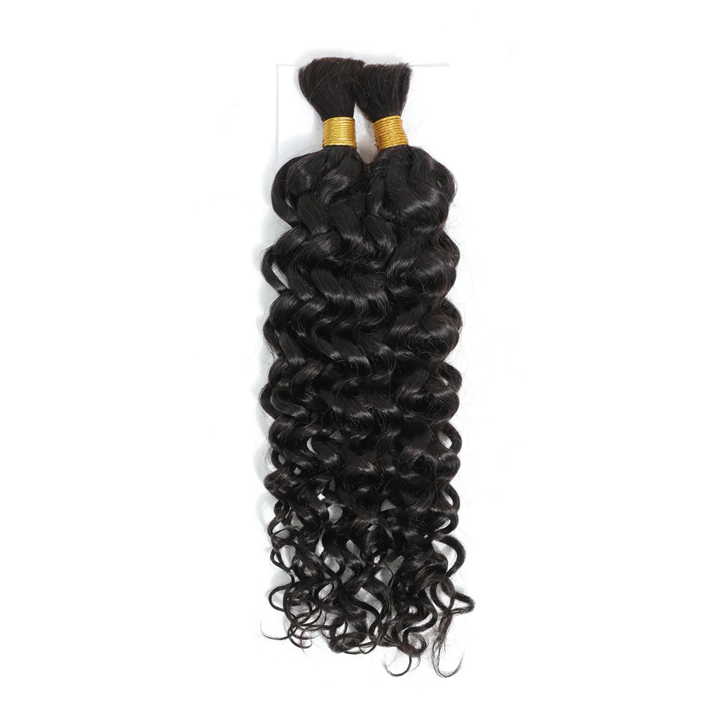 Hair Extensions Indian Hair Bulk Wholesale Single Weft Human Hair Blend for Braiding Pre Stretch Bulk Deep Wave