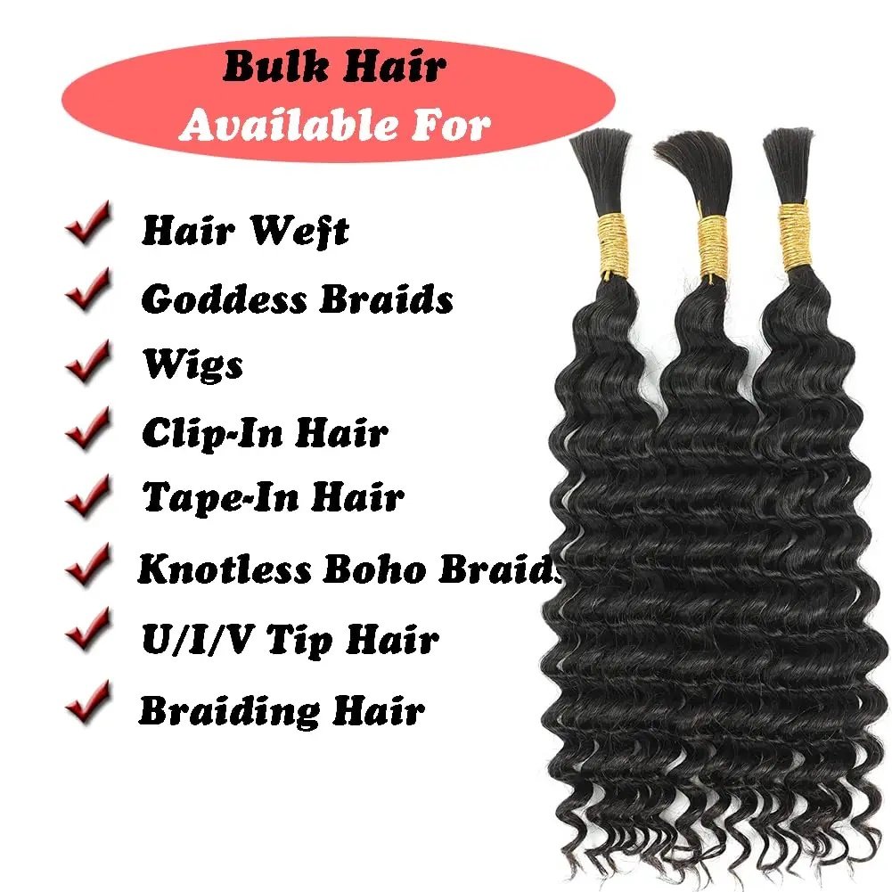 100% Human Hair Braiding Hair Bulk Bundles Hair For Braiding No Weft 100 Grams Per Bundle
