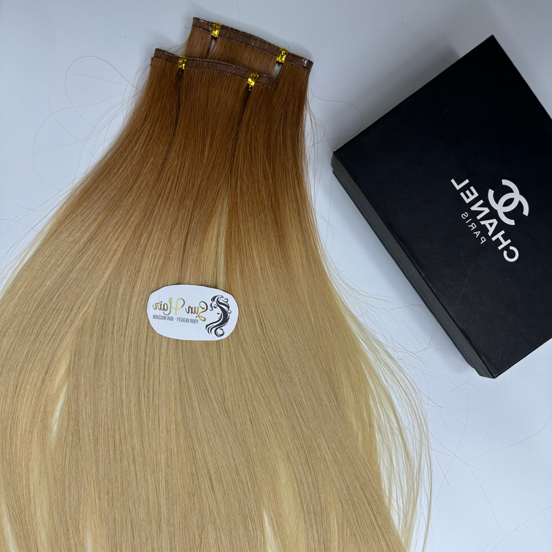 Sun Hair Company Ombre Color Blonde Silky Straight Super Double Drawn Genius Weft Flat Weft Vietnamese Human Hair Extensions