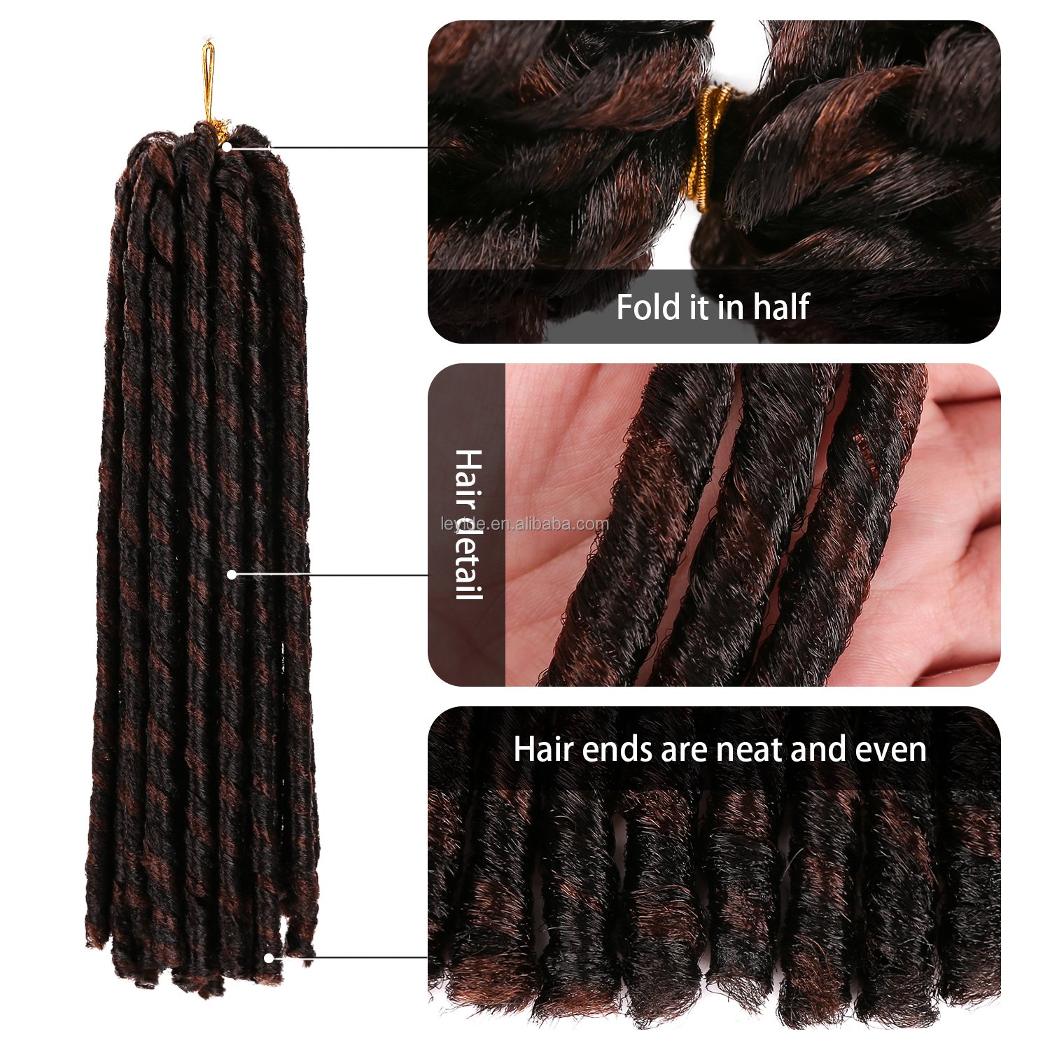 Hot Selling 14inch Straight Dread Faux Locs Crochet Hair Ombre Dreadlocks Crochet Goddess Soft Locs Twist Synthetic Braids Hair