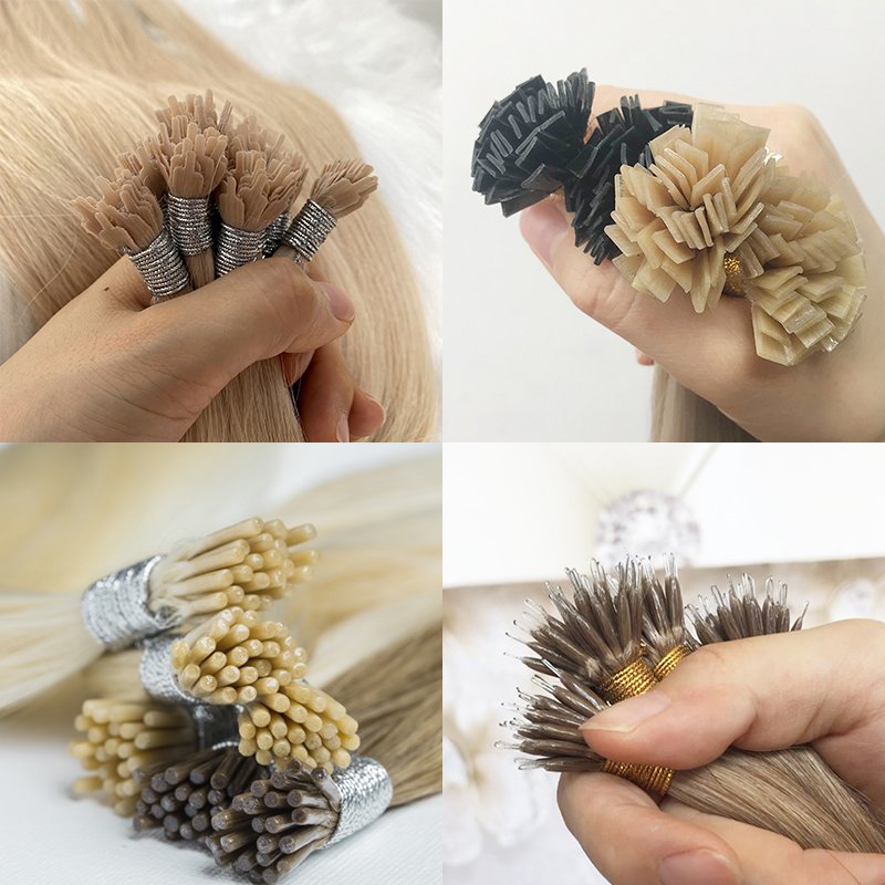 Italy strong glue Pre-Bonded I Tip Hair Extensions Stick Tip Cold Hair 100% Virgin Cuticle Remy Keratin Human Hair extensions