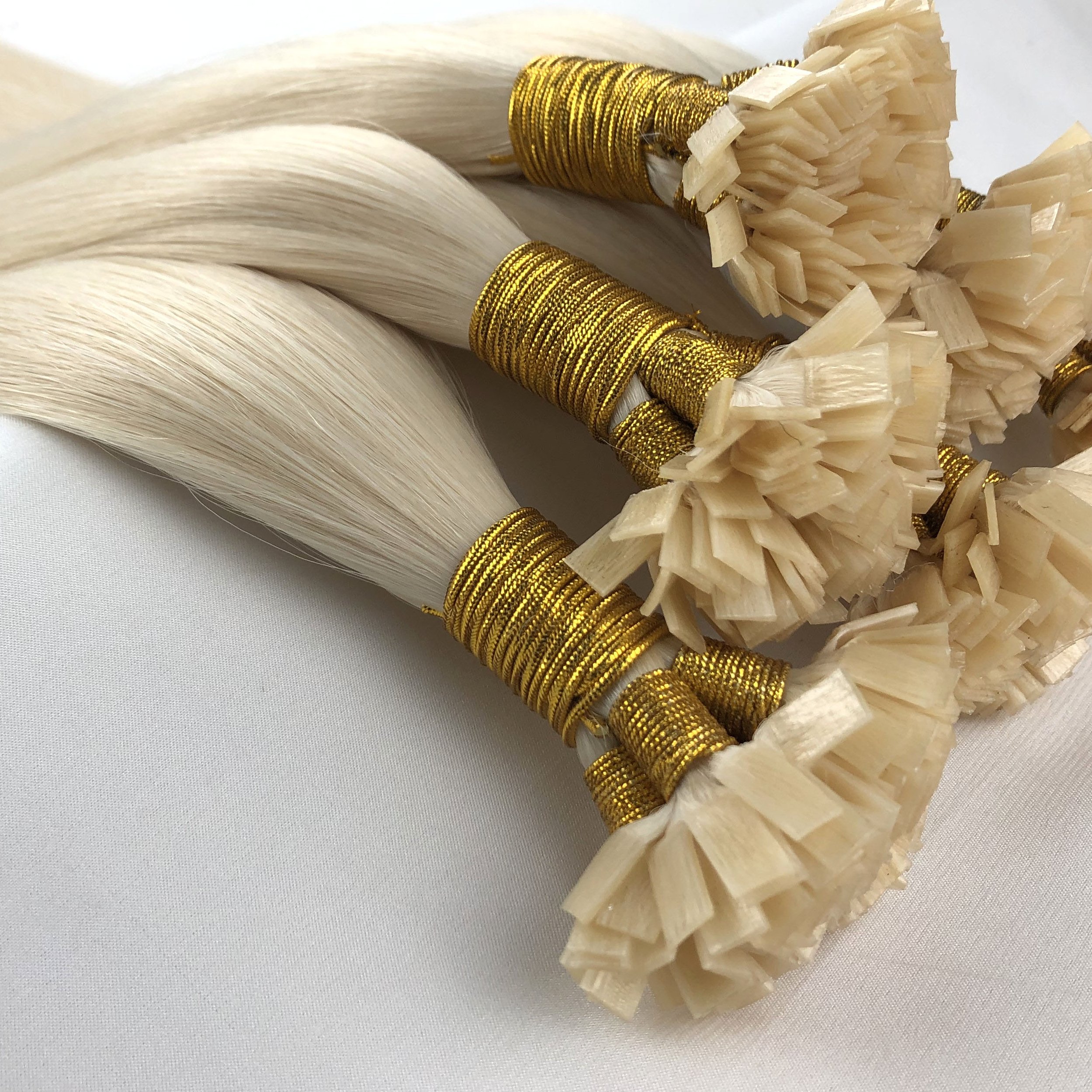 Double Drawn Pre-bonded Keratin Russian 100% Remy Virgin Blonde Color Flat Tip Hair Extensions Human Hair