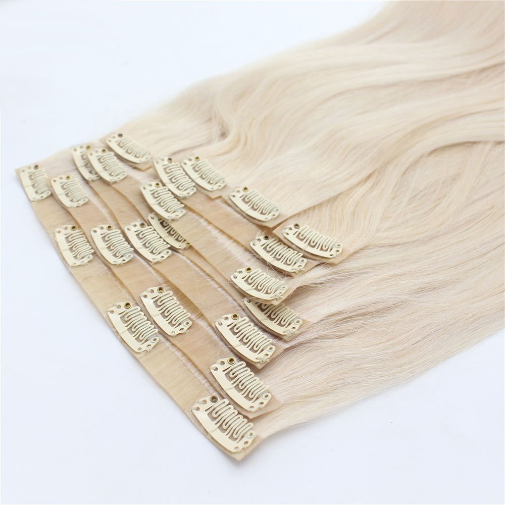 Premium Luxury 100% Virgin Remy Human Hair Extension Invisible Seamless Clip-In Hair Injection Machine Weft