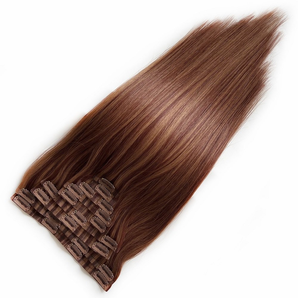 Premium Luxury 100% Virgin Remy Human Hair Extension Invisible Seamless Clip-In Hair Injection Machine Weft