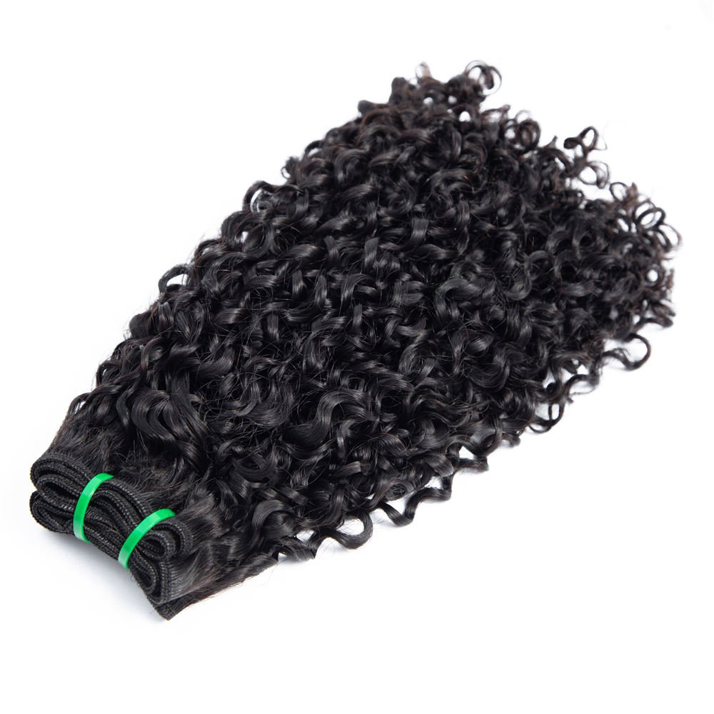 11A Fumi Super Double Drawn Virgin Cuticle Aligned Human Hair Pixie Curly Bundles with Lace Frontal Closure