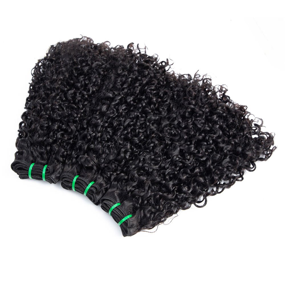 11A Fumi Super Double Drawn Virgin Cuticle Aligned Human Hair Pixie Curly Bundles with Lace Frontal Closure