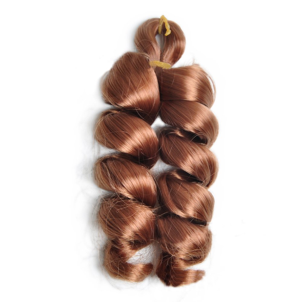 synthetic light brown french loose curl Crochet Hair short boho Box Braids hair spiral curl crochet hair extensions