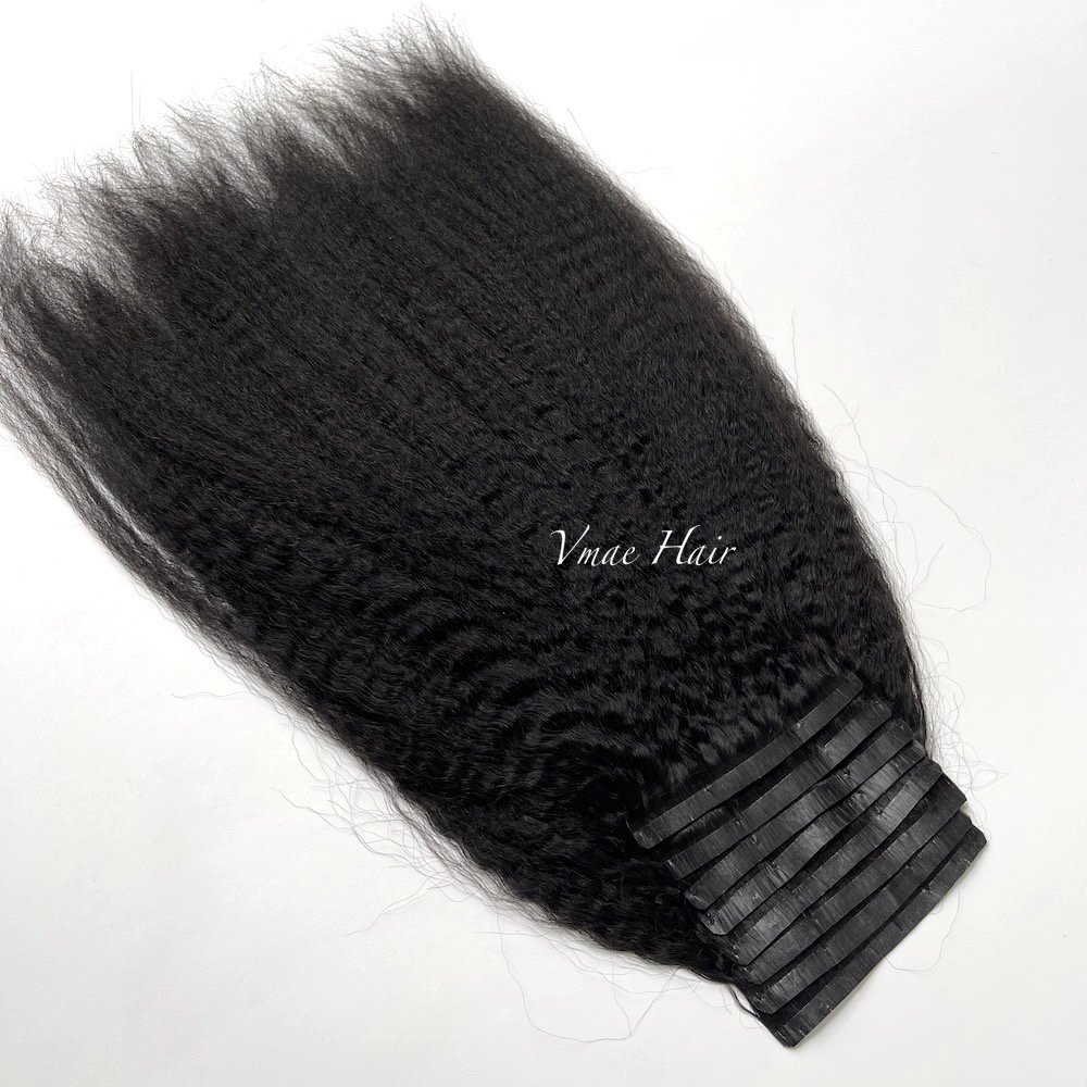 VMAE Wholesale Vietnamese Raw Cuticle Aligned Human Hair PU Invisible Clip Ins Water Wave Kinky Seamless Clip In Hair Extension