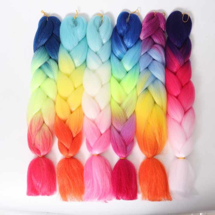 Factory wholesale synthetic braided hair 24 inch giant braid Ombre giant hair extension women's African ladies wig.