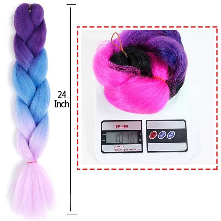 Factory wholesale synthetic braided hair 24 inch giant braid Ombre giant hair extension women's African ladies wig.