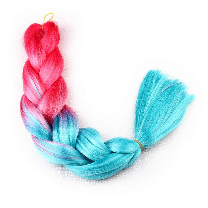 Factory wholesale synthetic braided hair 24 inch giant braid Ombre giant hair extension women's African ladies wig.