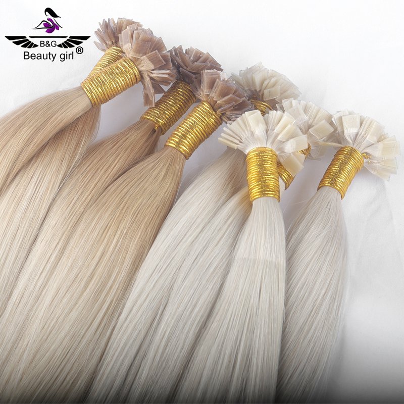 Wholesale Price 12A Grade Double Drawn European Raw Virgin Hair Keriten Flat Tip Human Hair Extensions 16-28 Inch
