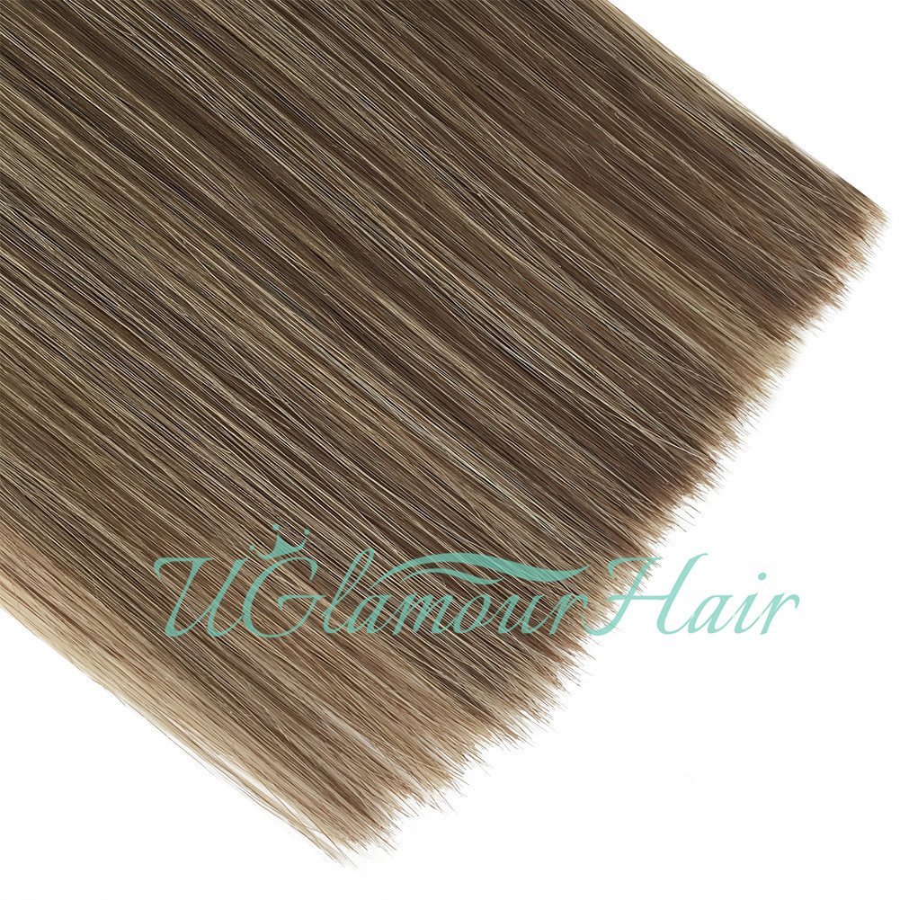 Salon quality Russian Hair Hand Tied Weft Double Drawn Machine Genius Weft Hair Extensions