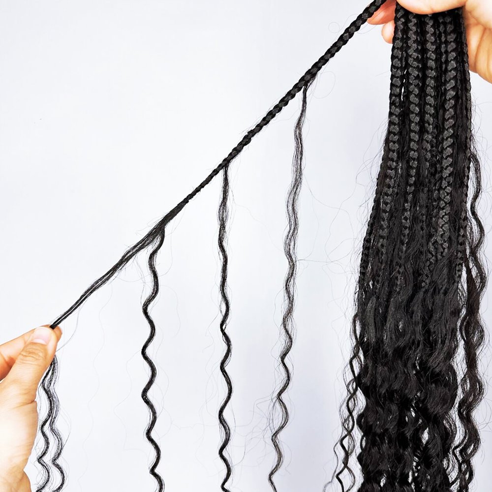 Wholesale crochet 14 18 24 30in boho synthetic hair braids with human hair curls