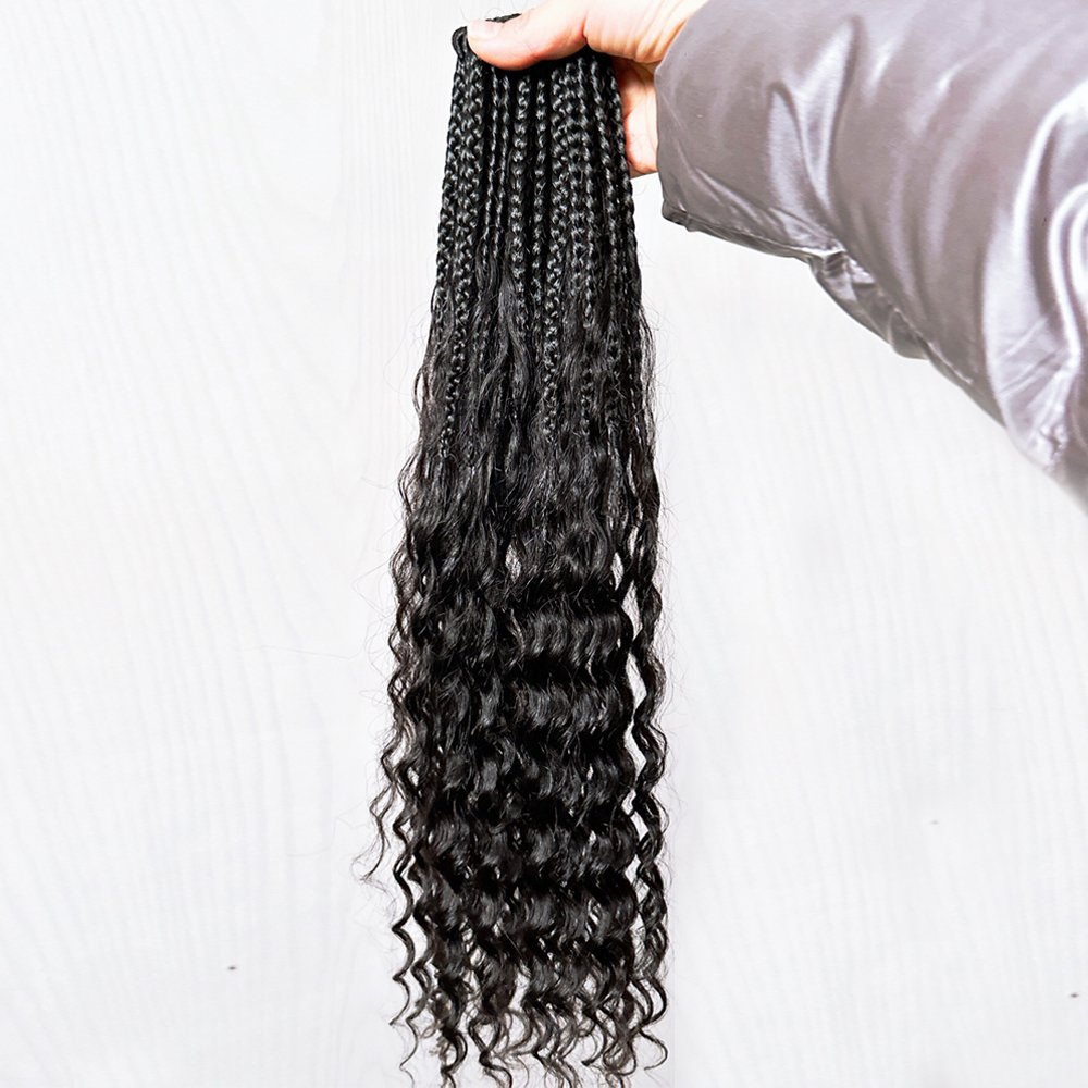 Wholesale crochet 14 18 24 30in boho synthetic hair braids with human hair curls