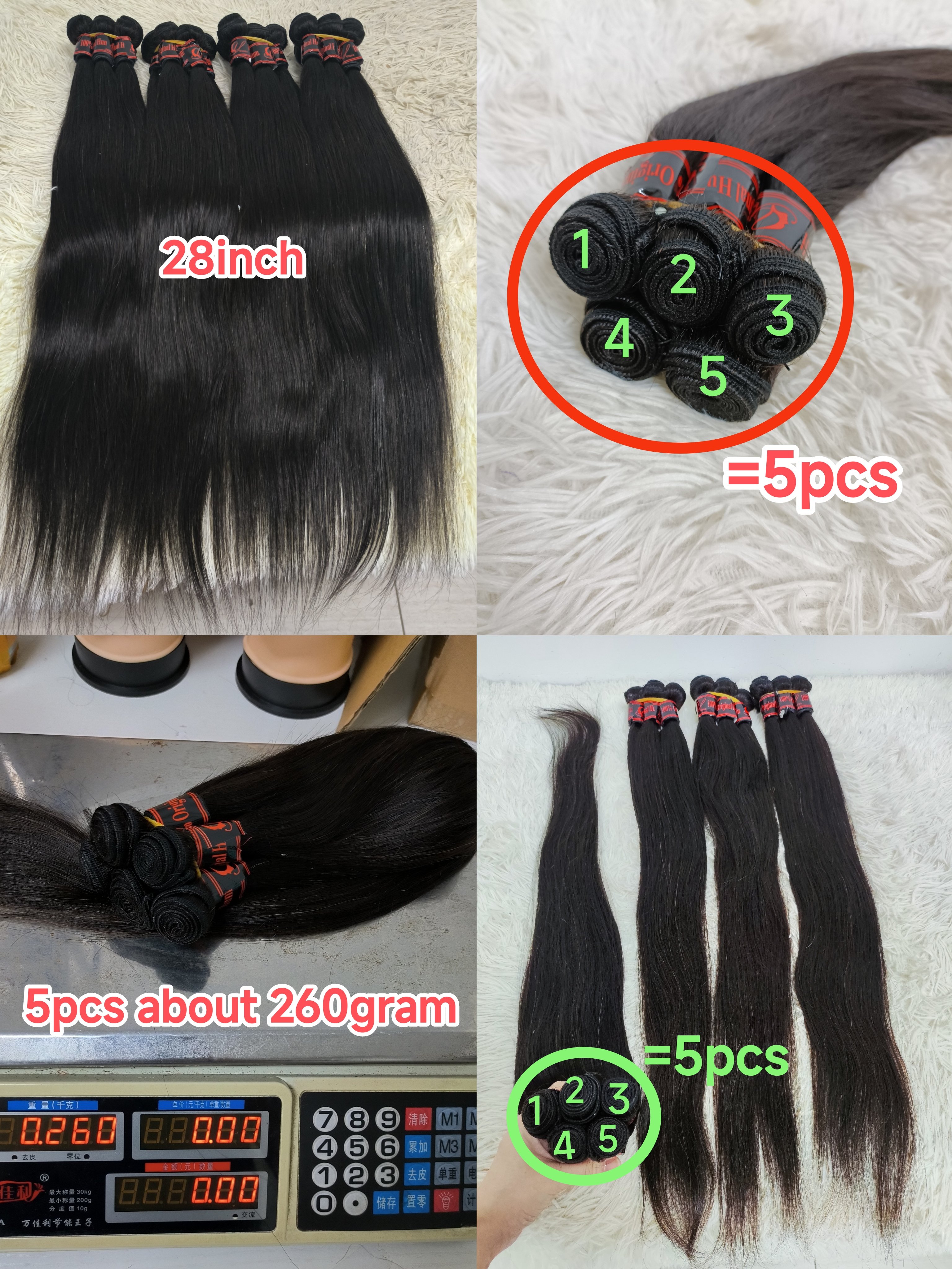 Letsfly wholesale 9A grade 28inch straight hair 100% human hair bundles 260gram/pack in stock Brazilian human hair extensions
