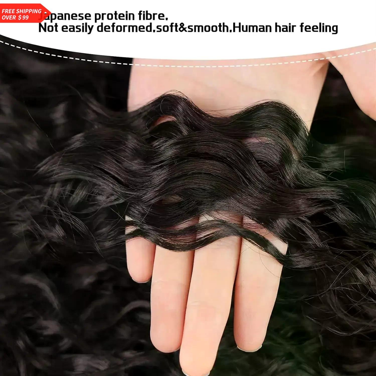 Deep Water Wave Ponytail Real Human Hair Extensions Brazilian Hairpiece 100g Remy