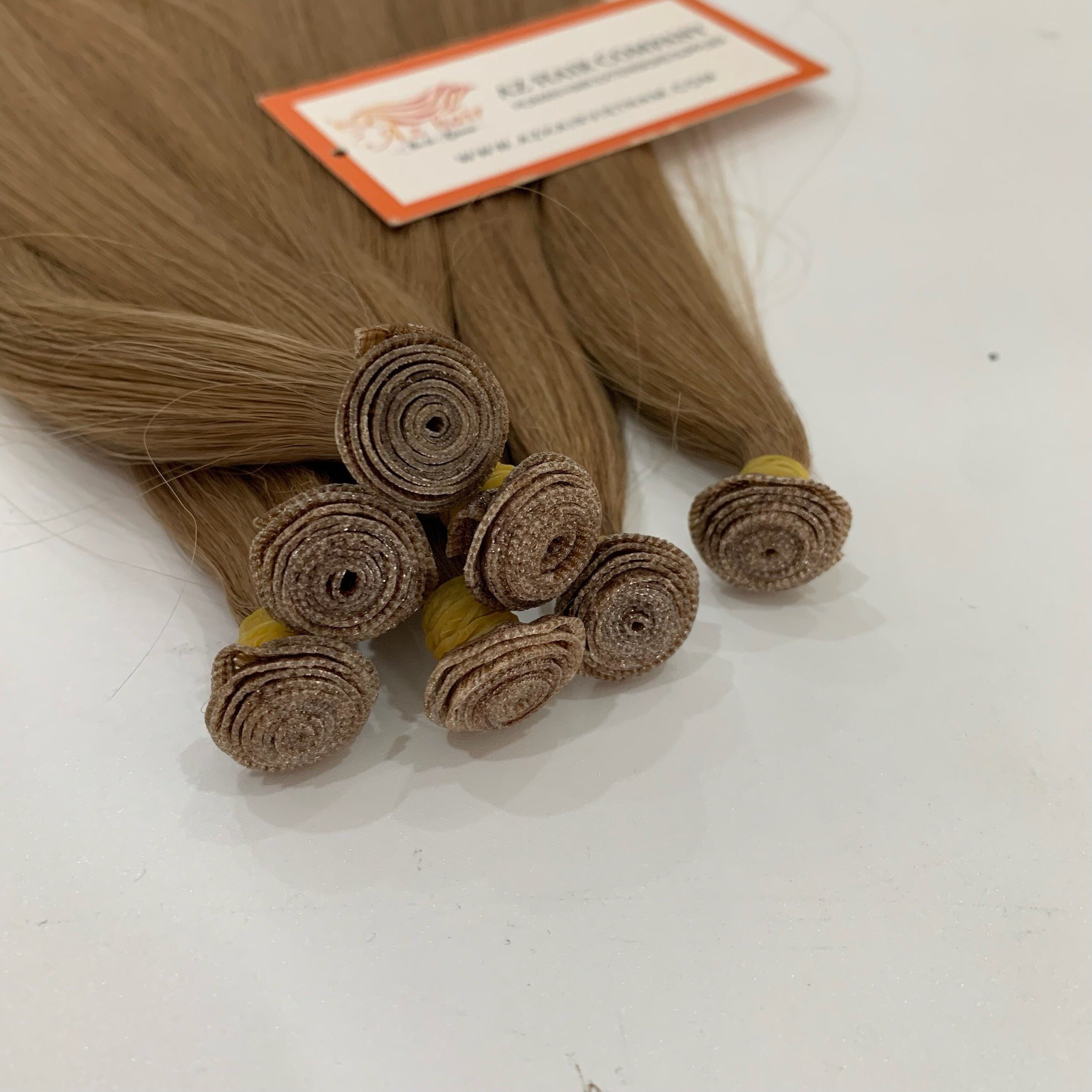 Wholesale Factory Price Virgin Hand Tied Weft Hair Vietnamese Hair Extensions Brown Color Lasting Long Time