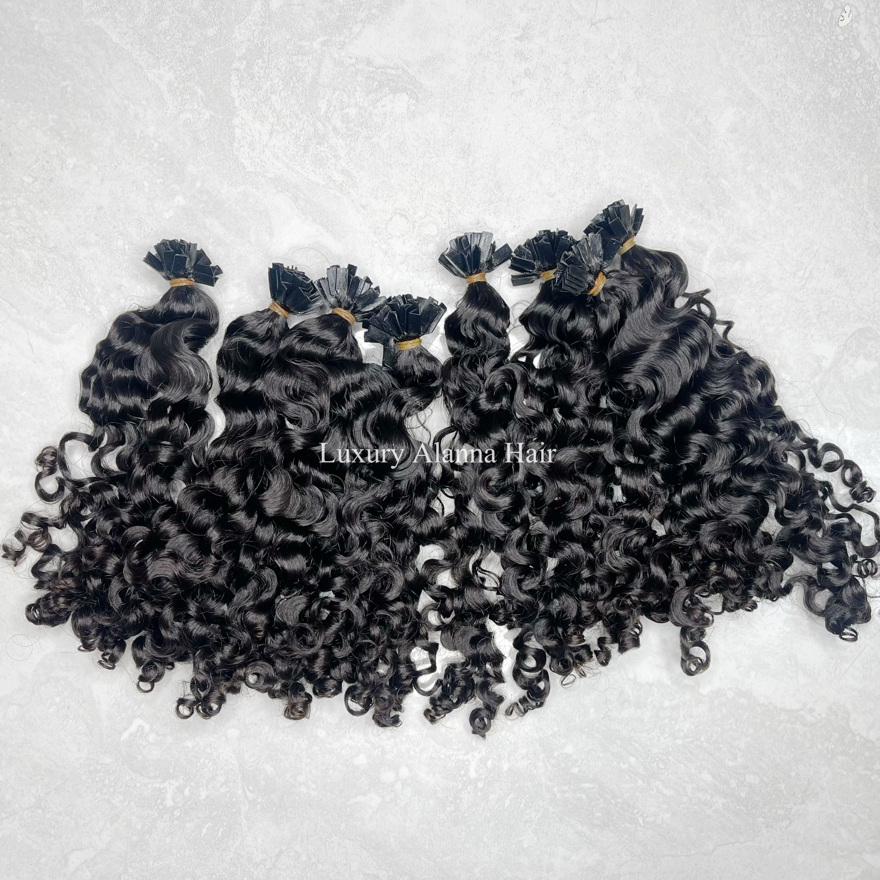 New Arrival 100% Raw Human Virgin Cambodian Cuticle Aligned Hair Soft Textures 3b Curly Keratin V K Tip Hair Extensions