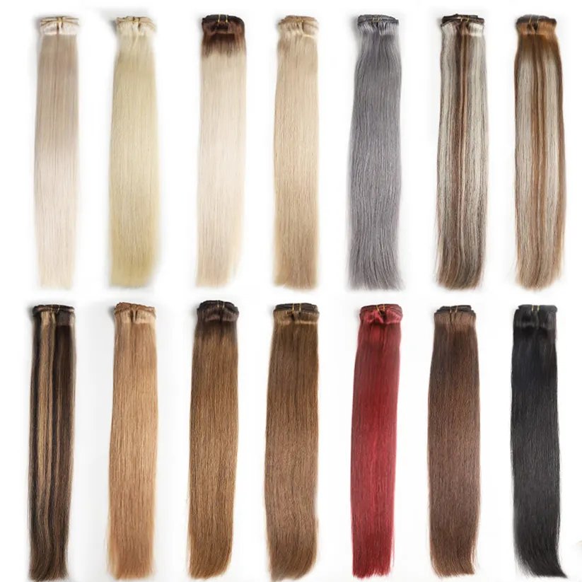 Factory Direct Wholesale 100% Russian Human Hair Extension Clip-In hair extension in Natural and Straight Waves all curl
